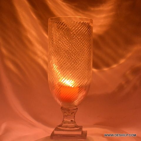 Crystal Glass Hurricane Candle Holder