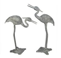 Silver Large Crane Pair Statues