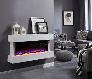 HK50WMII 127x18x52cm Wall Mounted Electric Fireplace - 1500W Dual Heat, 3 Flame Colors, App/Panel/Remote Control