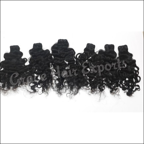 Black Raw Curly Weft Hairs