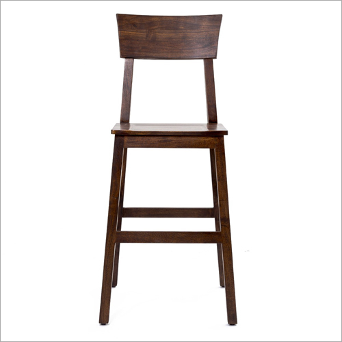 Classic Bar Chair - Solid Wood, Dark Brown Finish | Handmade, High Gloss, Weather-Resistant, Comfy Seating