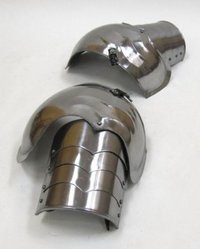Shoulder Armor Set - 18 Gauge Steel, Silver Finish, Leather Straps | Roman Theme, Classical And Modern Style