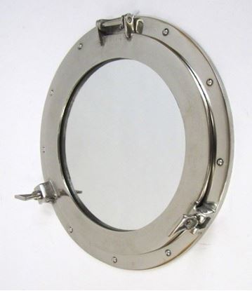 Silver Porthole Mirror Aluminum Chrome 17 Inch