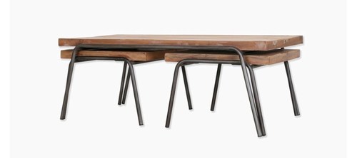 IRON WOODEN  TABLE SET OF 3
