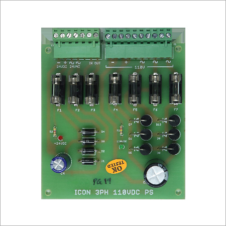 Rectifier Power Supply Board - Stainless Steel, Electro Zinc Plated Green Electric Panel | 3-Phase 110VDC & 24VDC Output, LED Indication, Extra Fuse