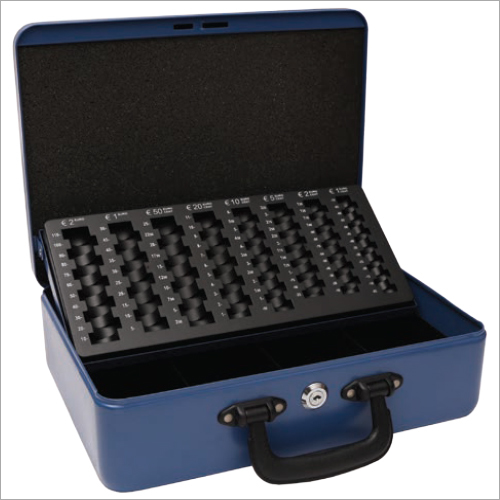 Metal Blue Cash Box (With Tray)358L X 273W X 110H Mm Size: 358*273*110Mm