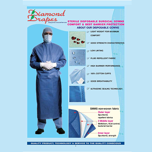 Blue Sterile Disposable Surgical Gown