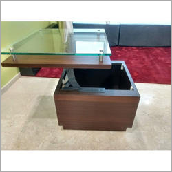 Designer Wooden Table - Solid Wood & Plywood, Customized Dimensions | Dark Brown Finish, Durable & Easy To Clean