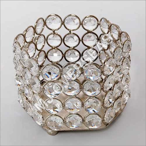 Golden Decorative Crystal Candle Holder