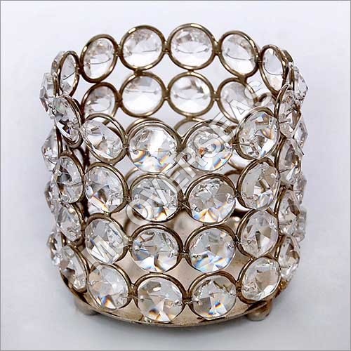 Golden Crystal Candle Holder