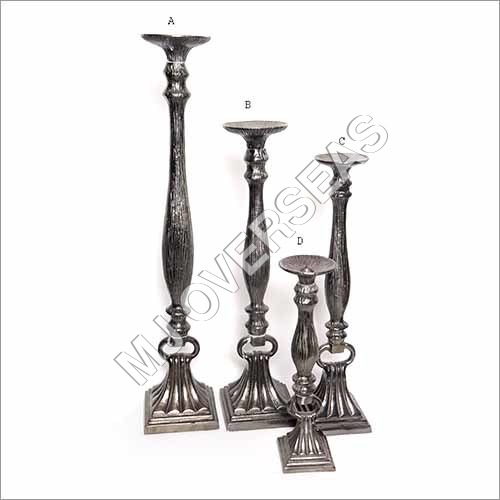 Silver Antique Aluminum Candle Stand