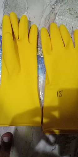 HEAVY DUTY INDUSTRIAL HAND GLOVES - Pure Latex Rubber Material | Beaded Cuff Acid & Alkali Resistance Flexible & Comfortable Sharp Diamond Grip