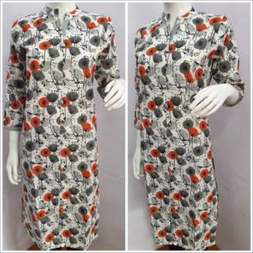 Ladies Flower Printed Collar Kurtis