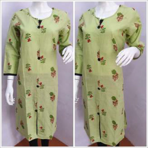 Ladies Light Green Round Neck Kurtis