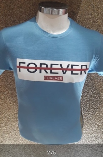 Round Neck T-Shirt - Cotton Blend, Size L/M/XL, Color Block, Unisex Short Sleeves, O-Neck Printed Design, One Time Wash Warranty