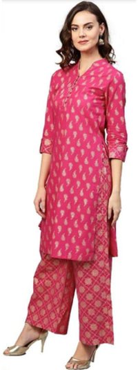 3 Color Gold Printed Branded Designer Kurti In Rayon - Summer Wear Kurti