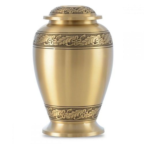 Gorgeous Gold Brass Feathers Urn