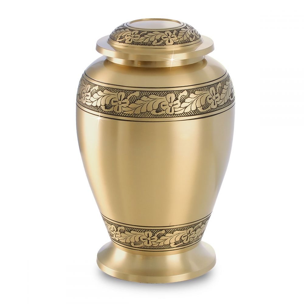 Gorgeous Gold Brass Feathers Urn