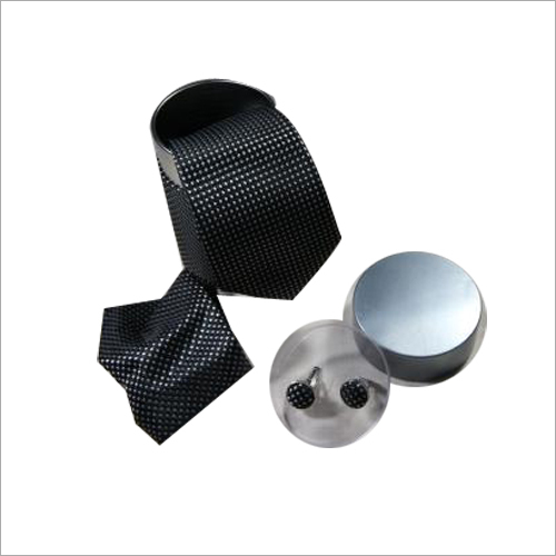 Black Necktie And Cufflink Set