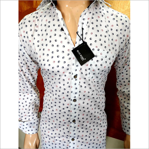 Casual White Printed Shirt Gender: Male