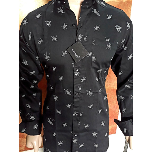 Washable Casual Printed Black Shirt