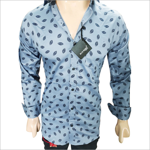 Washable Sky Blue Printed Shirt