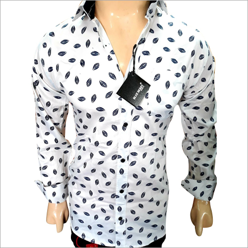 Washable White Printed Fancy Shirt
