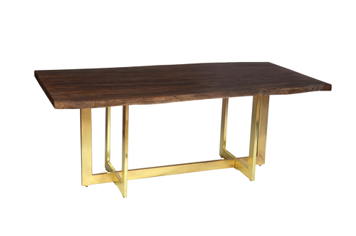 Industrial table with gold coated iron legs