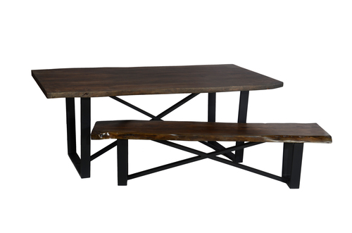 Industrial table with industrial bench set