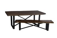 Industrial table with industrial bench set