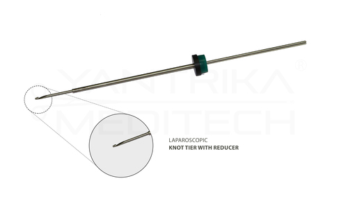 Laparoscopic Knot Tier with Reducer - Stainless Steel 3mm, Autoclavable, Corrosion Resistant, Durable