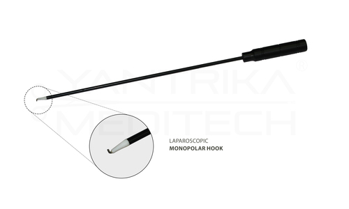 Laparoscopic Monopolar Hook - Stainless Steel 5mm, PPS Handle | Auto Clavable, Corrosion Resistant, High Durability