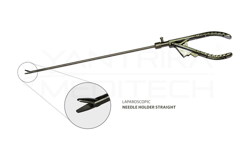 Laparoscopic Needle Holder Straight - Stainless Steel 3mm & 5mm Diameter 31cm Length | Autoclavable Ergonomic Handle Corrosion Resistant 18-Month Warranty