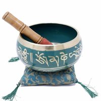 Green Brasssinging Bowl Tibetan Buddhist Prayer Instrument With Striker Stick | Om Bell | Om Bowl | Meditation Bowl | Music Therapy Singing Bowl
