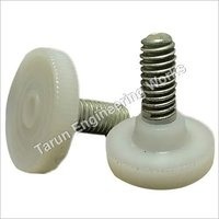 Level Adjuster Foot - Hdpe & Metal, 1/2 Inch X 26mm X 39mm, White Color | Round Shape, Threaded Nut Design, Adjustable Screw Length