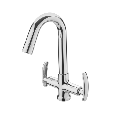 Center Hole Basin Mixer - Brass and Stainless Steel, Round Design with Premium Finishing