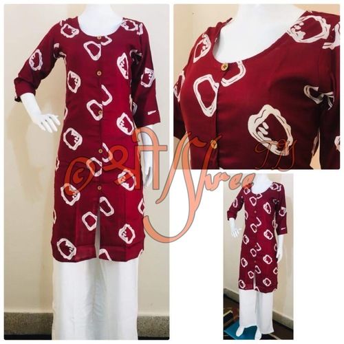 Rayon Party Wear Palazzo Kurti Set Length: 50 Inch (In)