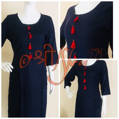 Rayon Straight Fit Plain Kurti Length: 50 Inch (In)