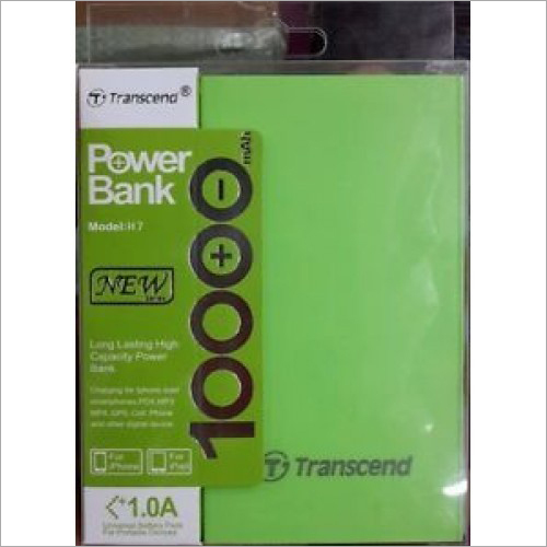 10000 mAh Transcend Power Bank - Lithium-ion, 90x60x22 mm, Lime Green | Dual USB Ports, Portable, Durable Design, Fast Charging