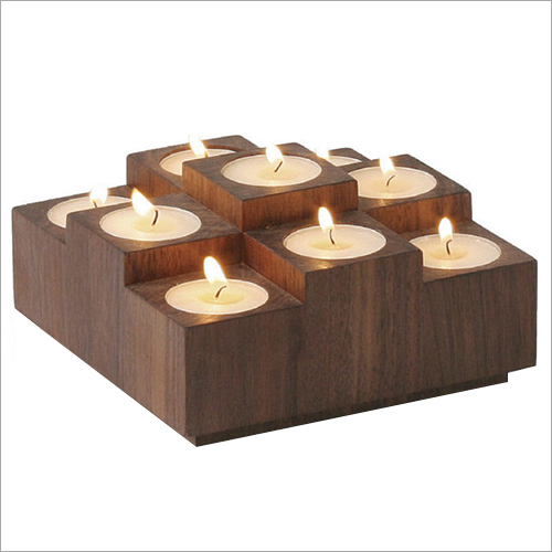 Polished Wooden Candle Votive Holder