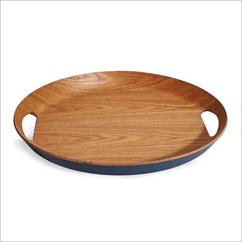 Round Wooden Tray - Wood Material, Custom Size, Polished Finish | Antique Imitation Style, Easy Grip Hold, Elegant Appeal