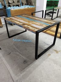 Industrial Wood Dining Table with Metal Leg