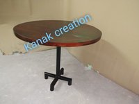 Round Copper Dining Table with Cast Iron X-Base