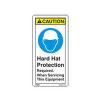 Safety Helmet Caution Sign - Rectangle Adhesive Sticker, 381-508mm Length X 127-254mm Width, Multi Color, Pp Material, 1-3mm Thickness, Industrial Use