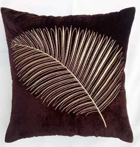 Black Zari Embroidered Rich Look Cushion Cover