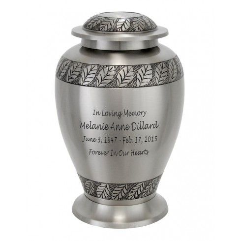 New Brass Cremation Urn with Nickel Overlay & Pink Pattern