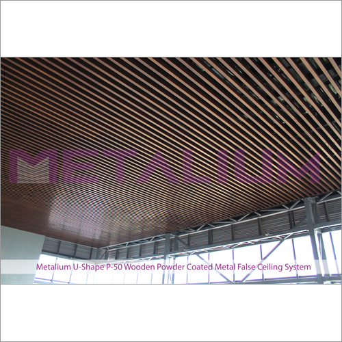 Metalium U-shape P-50 Wooden Powder Coated Metal False Celling System