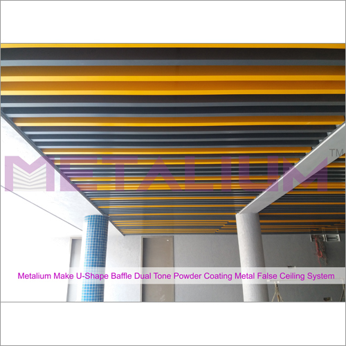 Metalium Make U-Shape Baffle Dual Tone Powder Coating Metal False Ceiling System