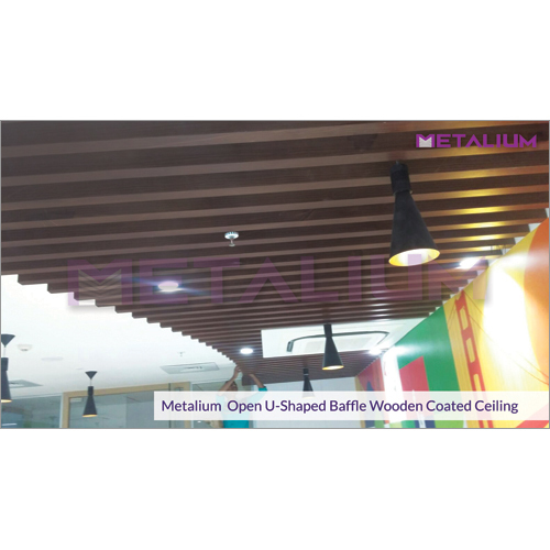 Metalium Open U-Shaped Baffle Wooden Coated Ceiling