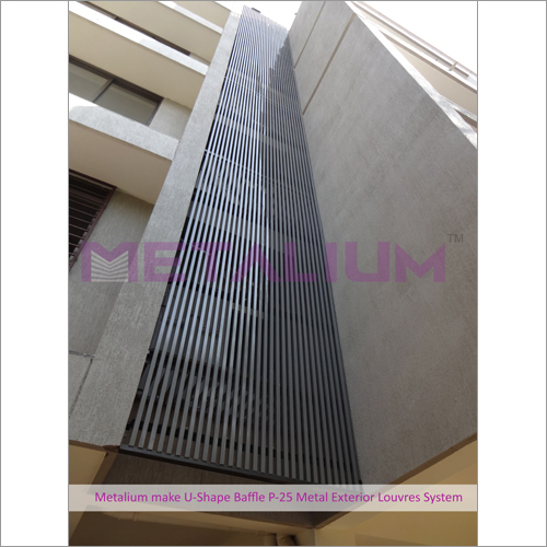 Metalium Make U-Shape Baffle P-25 Metal Exterior Louvres System